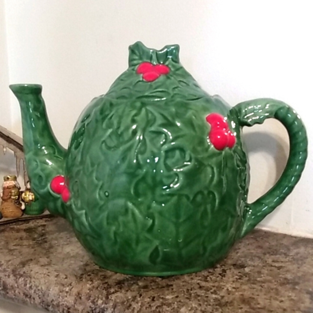 Vintage Hand Painted Christmas Teapot